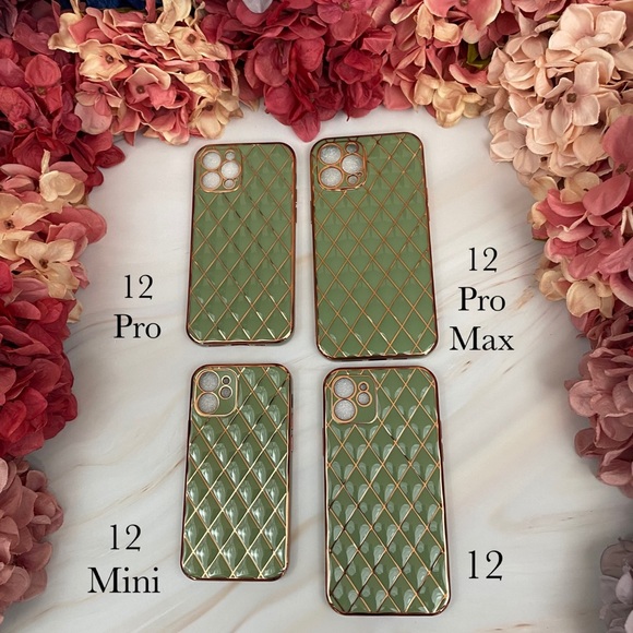 Luxury Sage Green and Gold Electroplated 3D Design iPhone & Samsung Galaxy Case - Picture 14 of 16